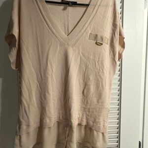 Ellen Tracy Light Beige V-Neck Top